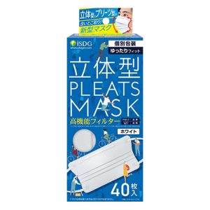立体型プリーツマスクゆったりＦホワイト４０枚